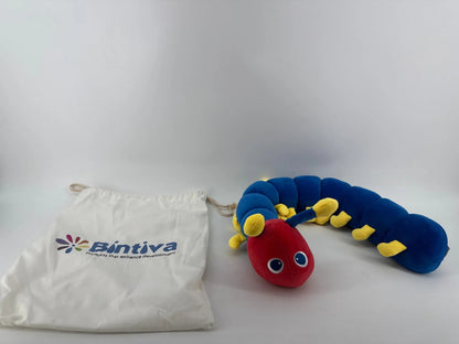 Bintiva Sensory Weighted Caterpillar Plush 30" Toy Blue Red W/ Bag Calming Toddl