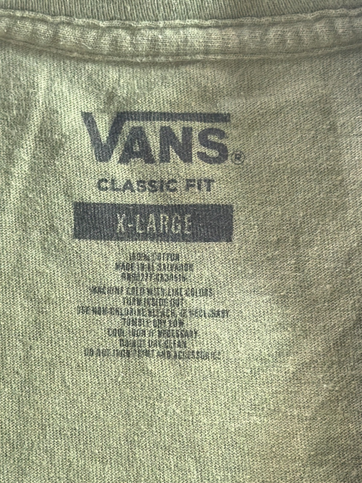 Vans Off The Wall Mens XL Olive Green Club Heartbreak No Players Allowed Tee