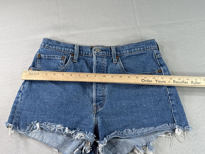 Vintage High Waisted Denim Cutoff Shorts Frayed Hem Blue Jean Summer Style