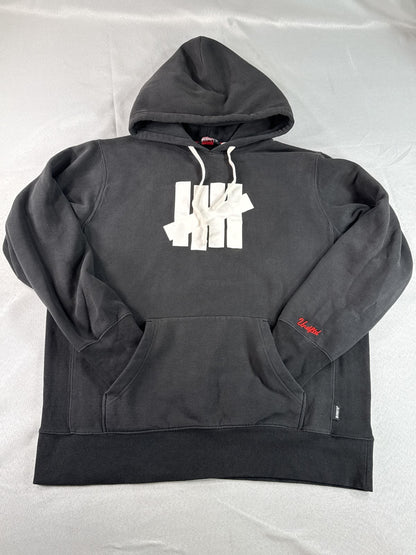 UNDEFEATED Hoodie XL Black Cotton Pullover Graphic Long Sleeve Streetwear Five