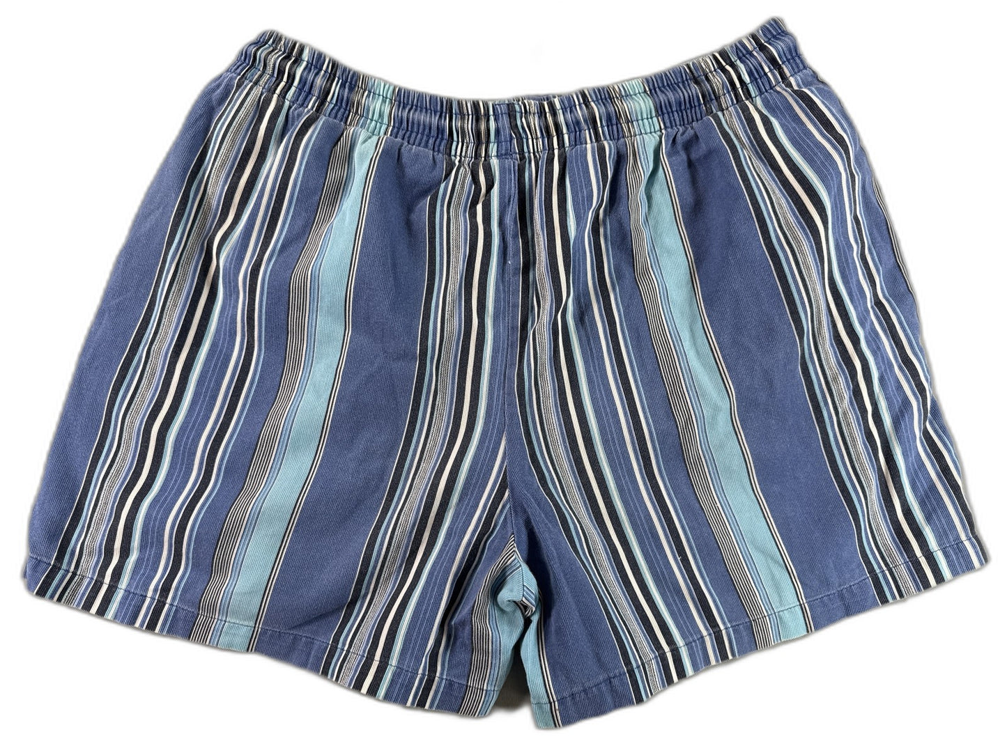 BARNEYS YORK Striped Elastic Waist Shorts M Blue 100% COTTON Regular Fit Men