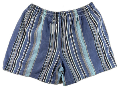 BARNEYS YORK Striped Elastic Waist Shorts M Blue 100% COTTON Regular Fit Men