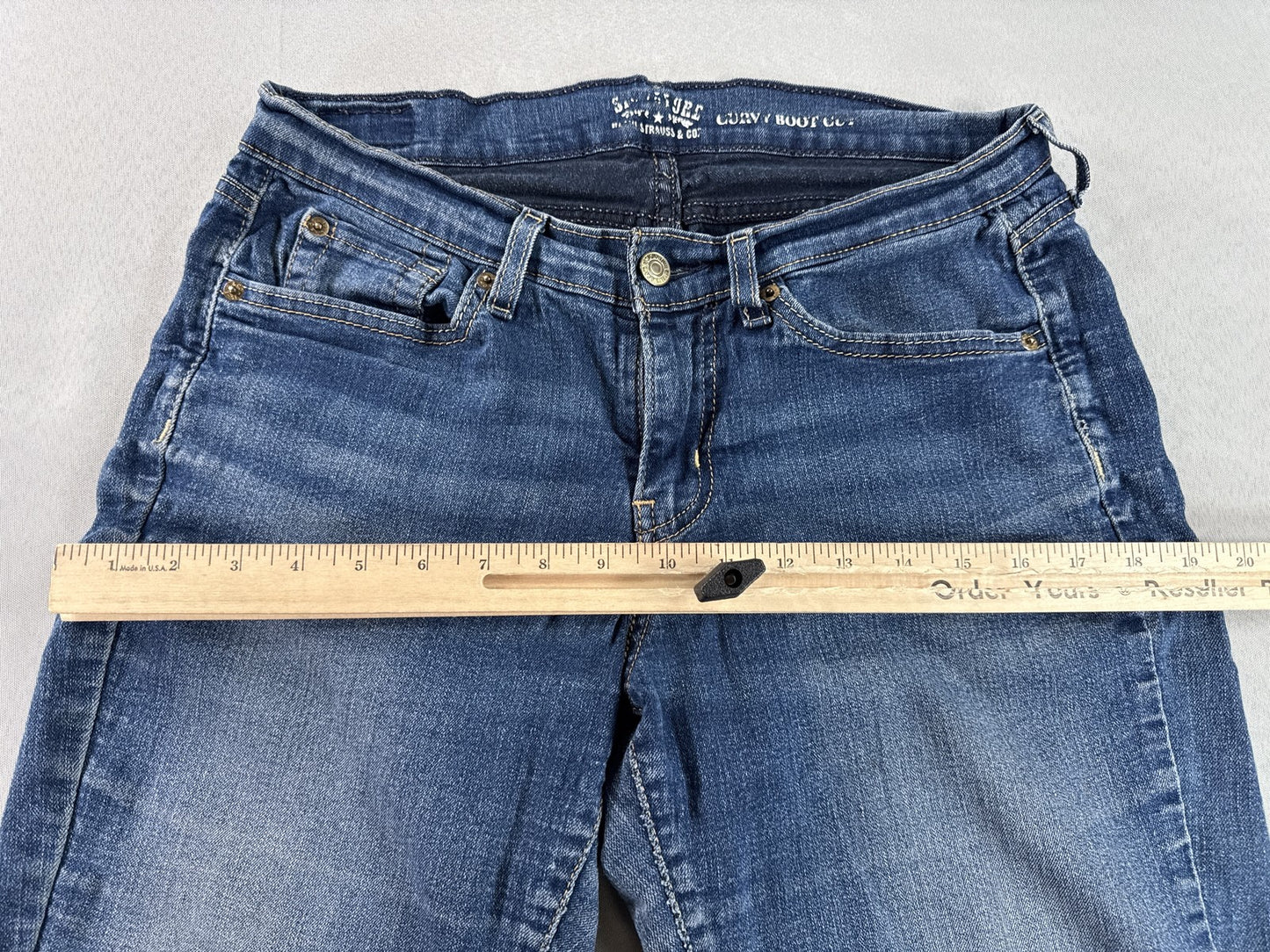 Signature Jeans 12 S Womens S/C Blue Bootcut Stretch Denim Mid Rise Cotton Blend