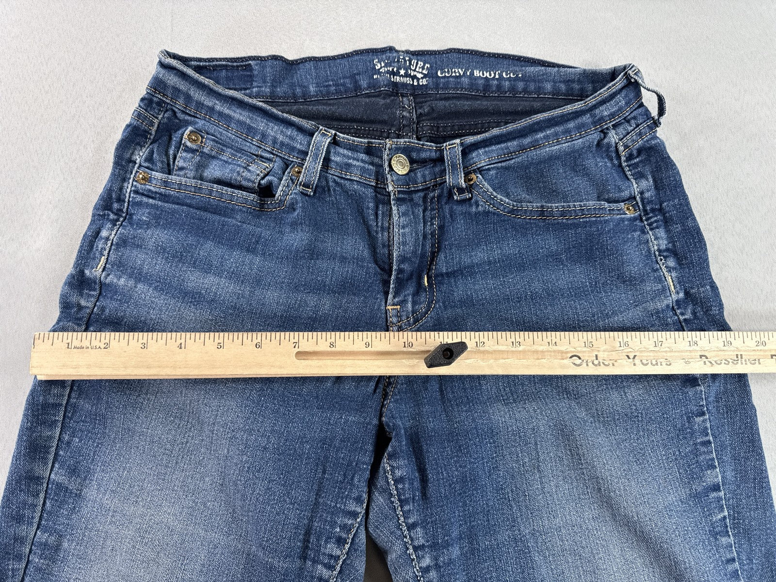 Signature Jeans 12 S Womens S/C Blue Bootcut Stretch Denim Mid Rise Cotton Blend
