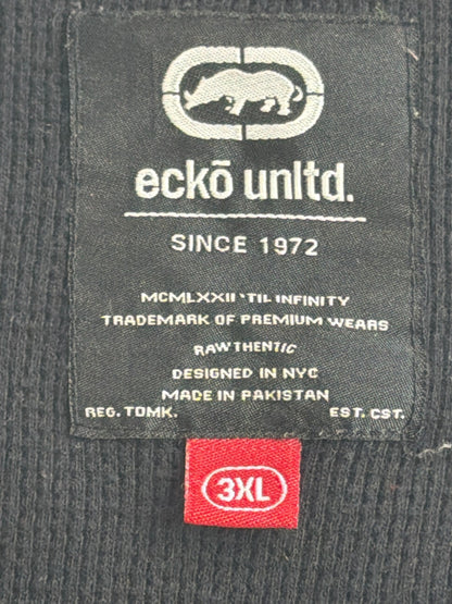 Ecko Unltd Thermal Long Sleeve Shirt Mens 3XL Gray Black Colorblock Waffle Knit