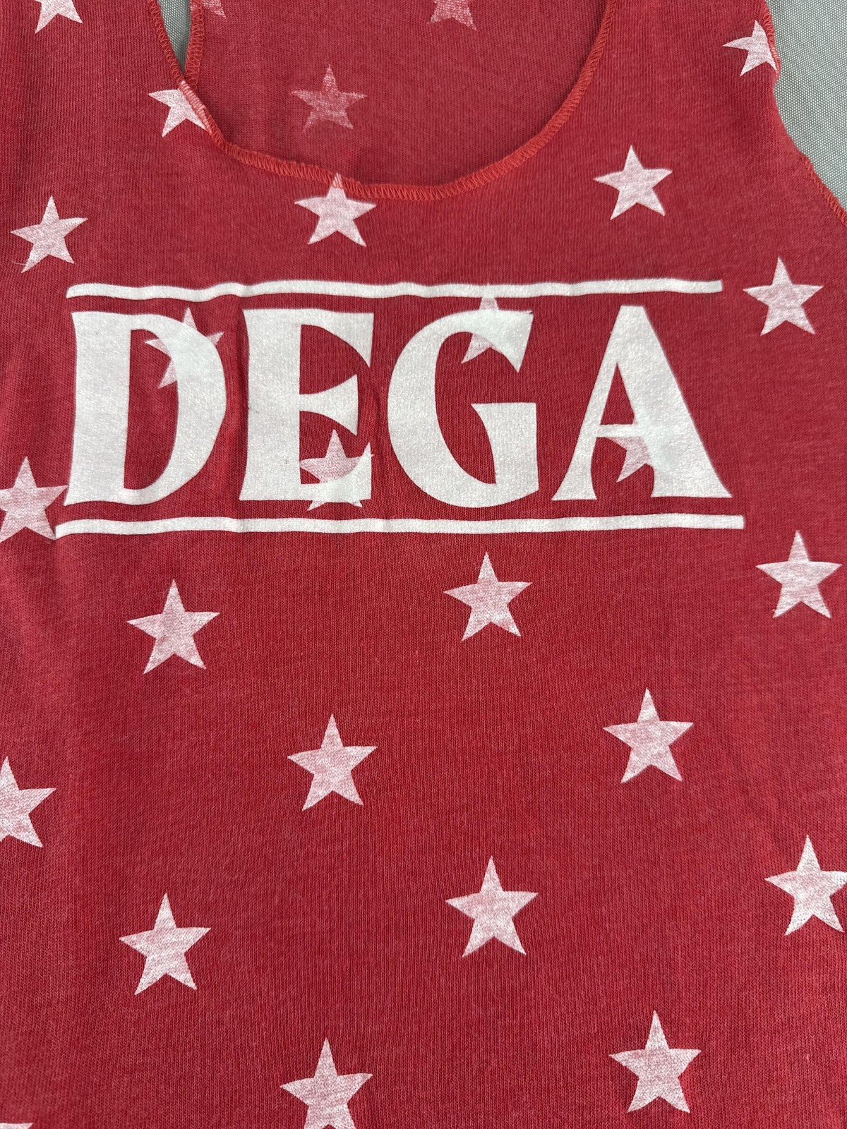 NASCAR Dega Shirt Womens XL Red Star Pattern Racerback Tank Top Graphic Tee