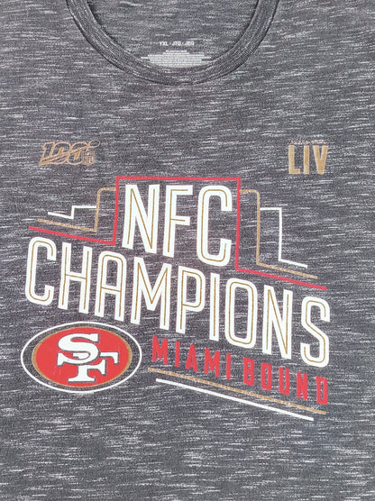 NFL San Francisco 49ers Super Bowl LIV NFC Champions Tee YXL Youth Grey Heather