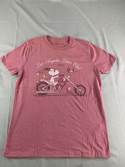 Snoopy Los Angeles Biker Club Shirt Youth 15/16 Pink Abercrombie Kids Graphic on