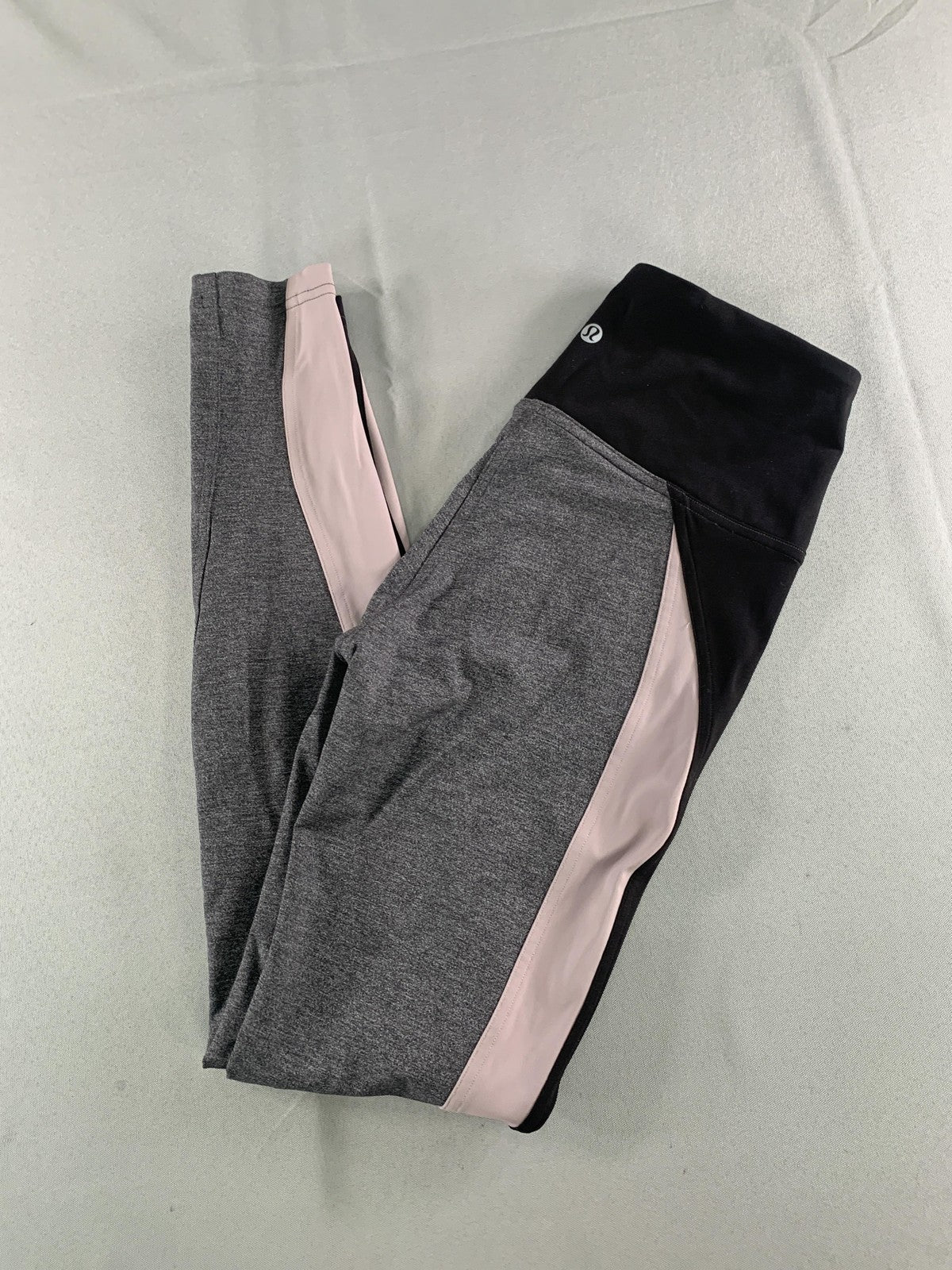 Lululemon Leggings Womens 6 Gray Black Pink Colorblock Ankle Yoga Gym Training