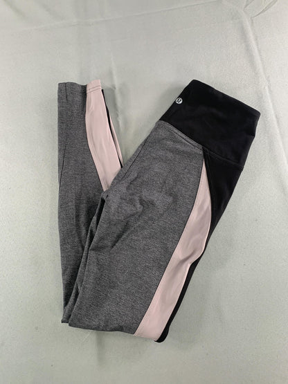 Lululemon Leggings Womens 6 Gray Black Pink Colorblock Ankle Yoga Gym Training
