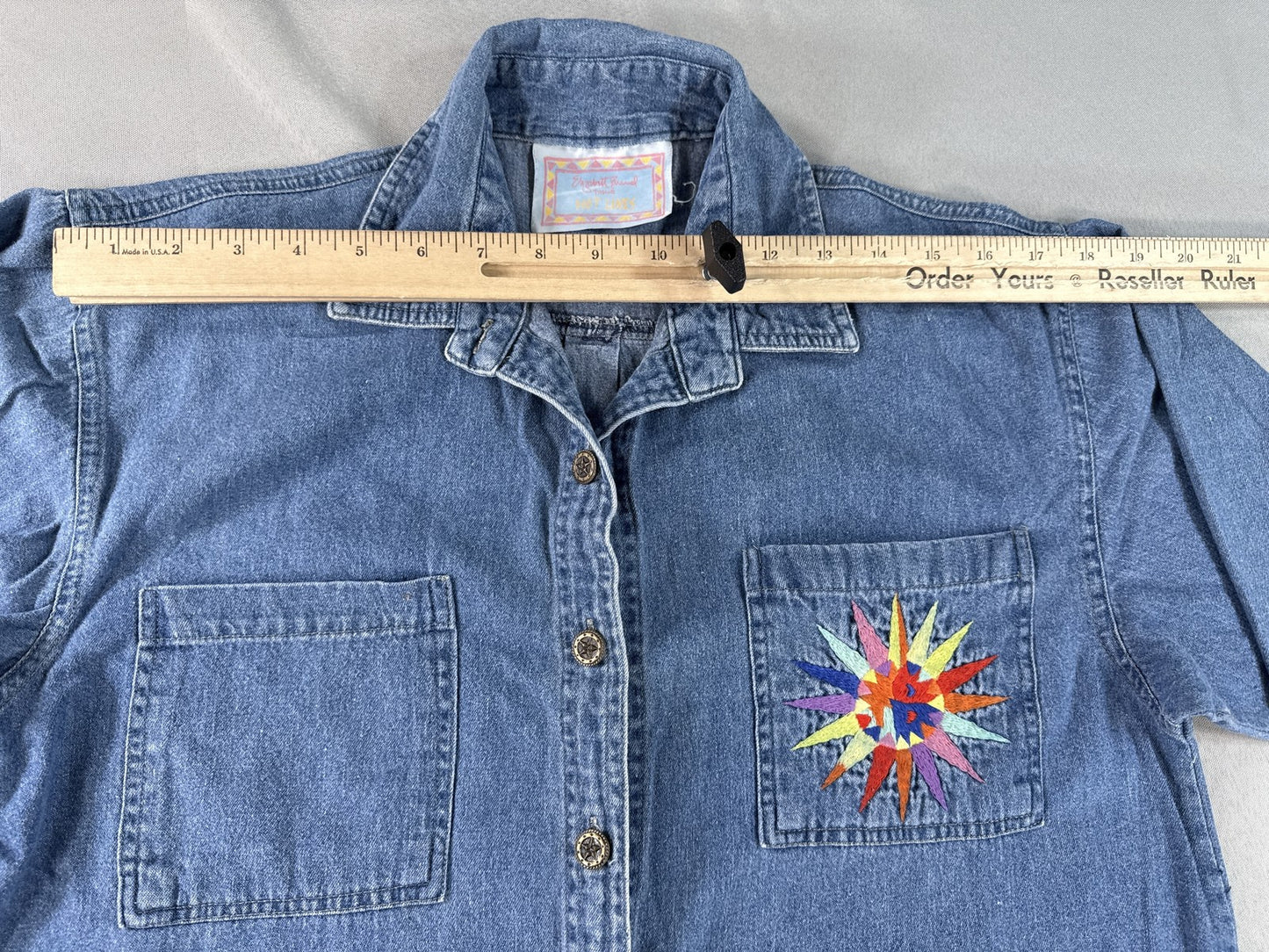 Elizabeth Traval presents HOT LINES Button Up Shirt Womens 14 Blue 100% COTTON