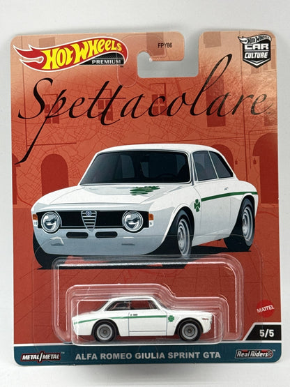 Mattel Alfa Romeo Giulia Sprint GTA Premium Diecast Car White Metal Real Riders