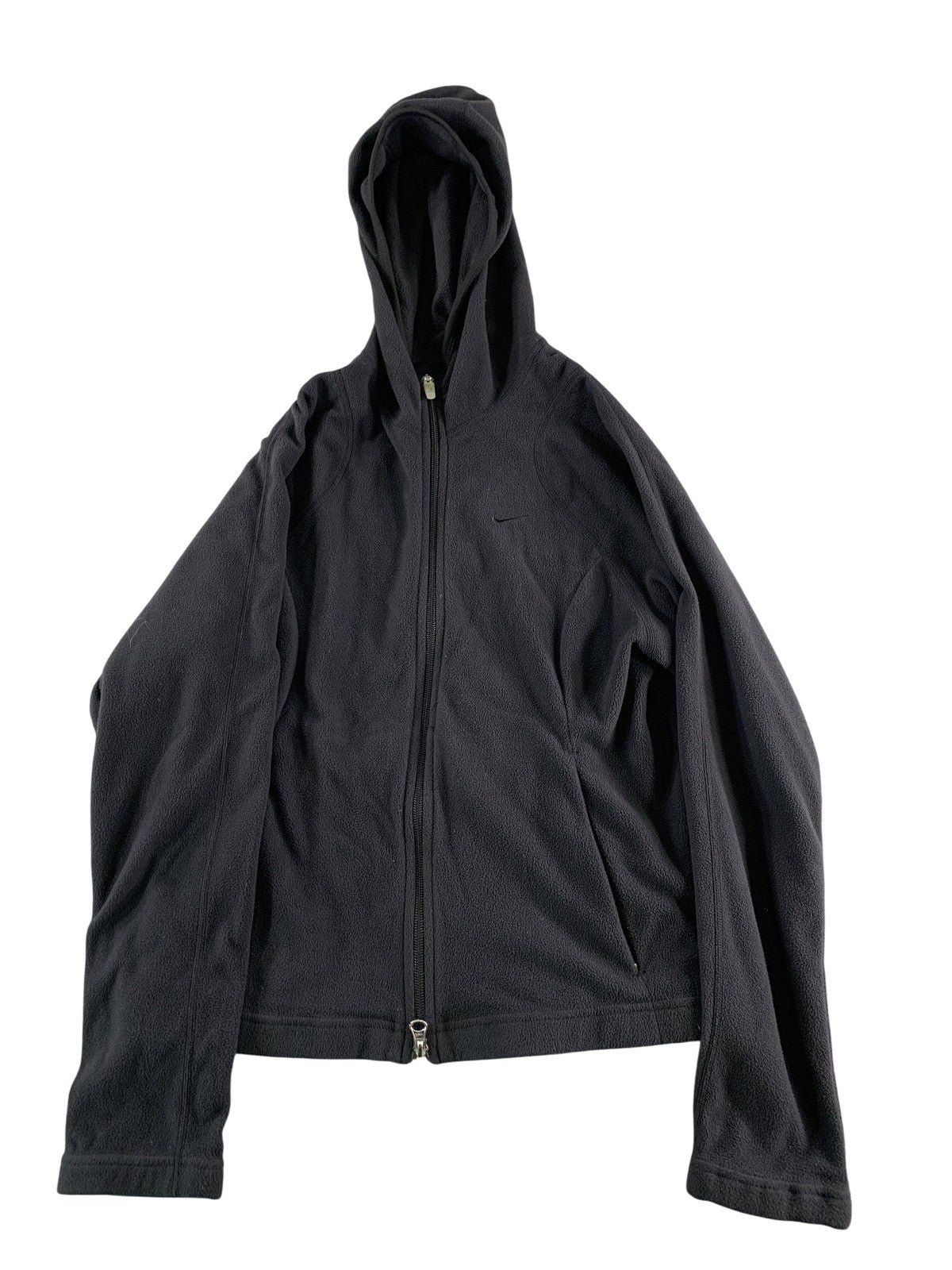 Vintage Nike Jacket Womens Small Black Therma-Fit Fleece Full Zip Hoodie 00s S04
