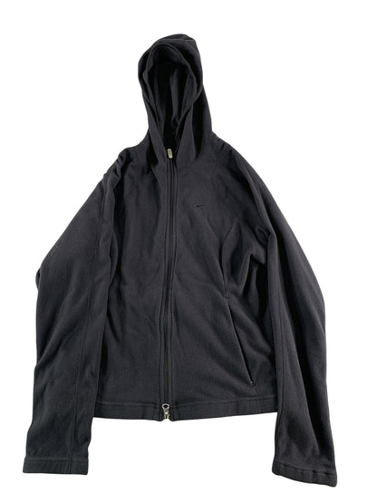 Vintage Nike Jacket Womens Small Black Therma-Fit Fleece Full Zip Hoodie 00s S04