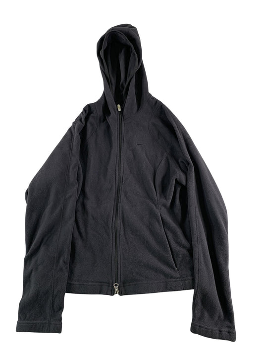Vintage Nike Jacket Womens Small Black Therma-Fit Fleece Full Zip Hoodie 00s S04