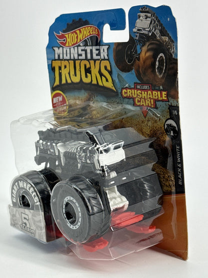 Hot Wheels Monster Trucks 5 Alarm Black White 2020 Diecast w Crush Car Sealed