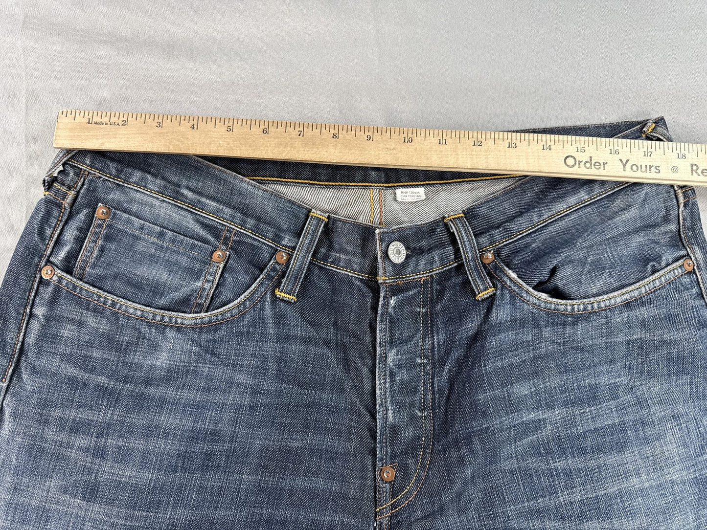 Evisu Straight Leg Jeans Mens 38 Blue 100% Cotton Regular Fit Vintage Grunge
