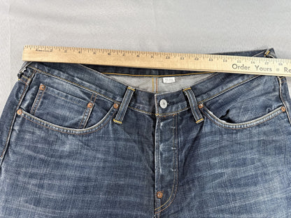 Evisu Straight Leg Jeans Mens 38 Blue 100% Cotton Regular Fit Vintage Grunge
