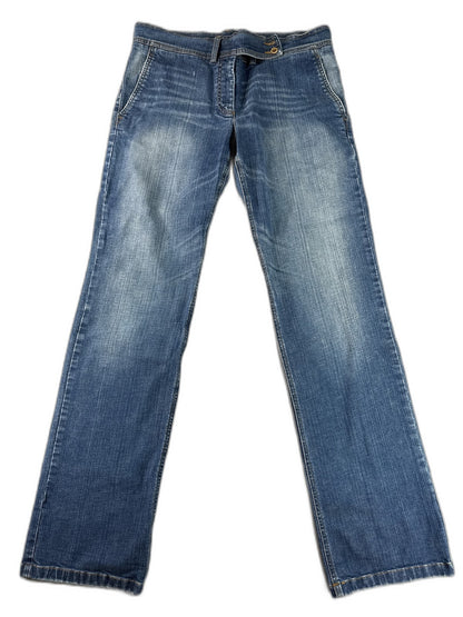 DKNY Straight Fit Jeans Womens 12 Blue Cotton Spandex Regular Mid Rise Denim Leg
