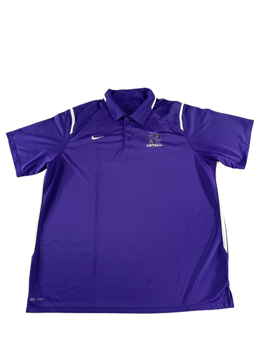 Nike Polo Shirt Mens 2XL Purple Dri-Fit Football Coach Performance Top 100 on