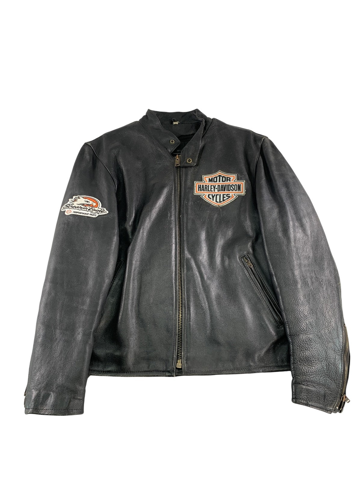 Harley-Davidson Jacket Mens Large Black Leather Screamin' Eagle Motorcycle Biker