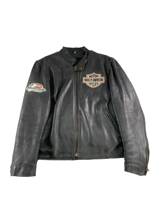 Harley-Davidson Jacket Mens Large Black Leather Screamin' Eagle Motorcycle Biker