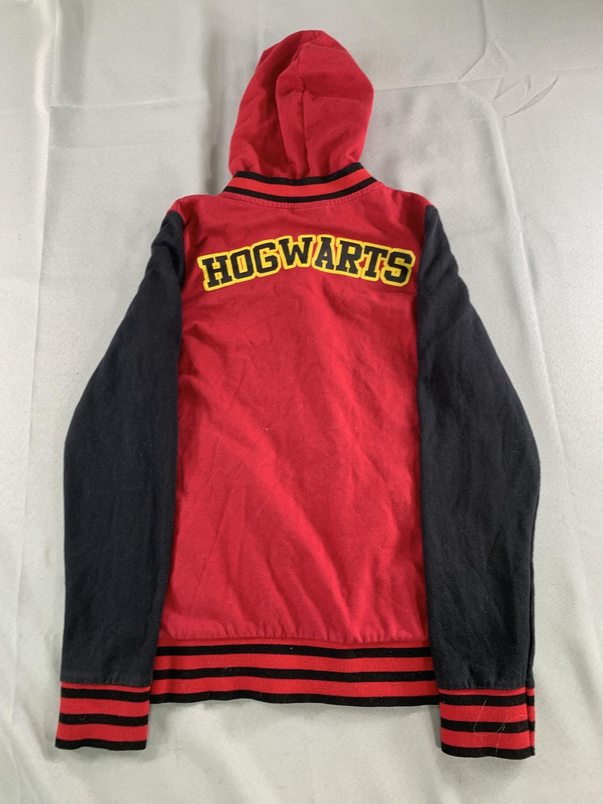 Harry Potter Hogwarts Hoodie Unisex Kids Small Red Black Fleece Varsity Jacket
