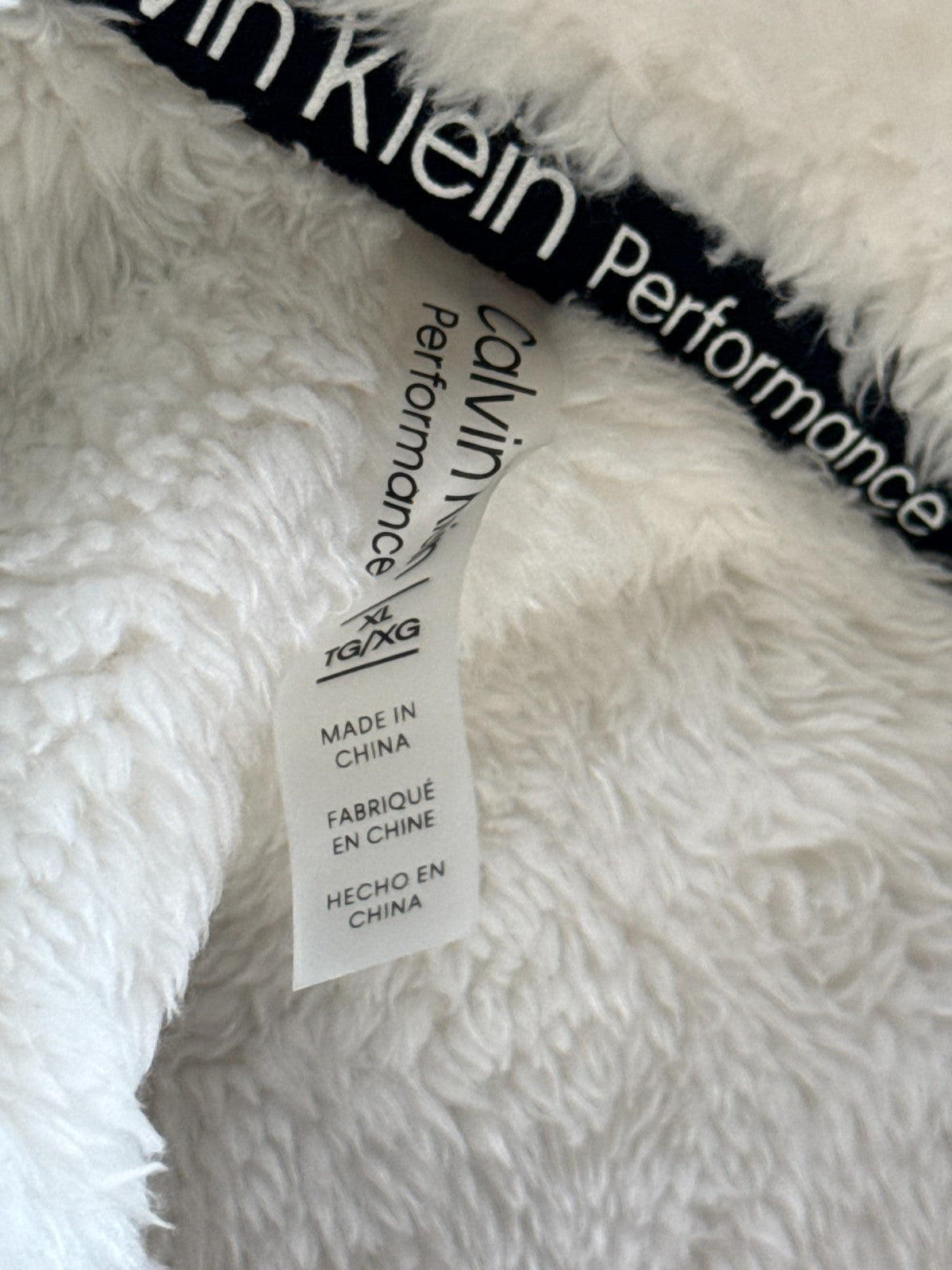 Calvin Klein Performance Sherpa Pullover Womens XL White Fleece Mock Neck Cozy