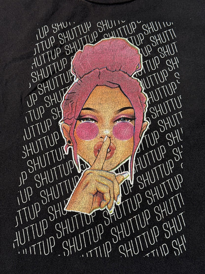 ALSTYLE Shut Up Graphic Tee Oversized Black Cotton Short Sleeve Crewneck Men M