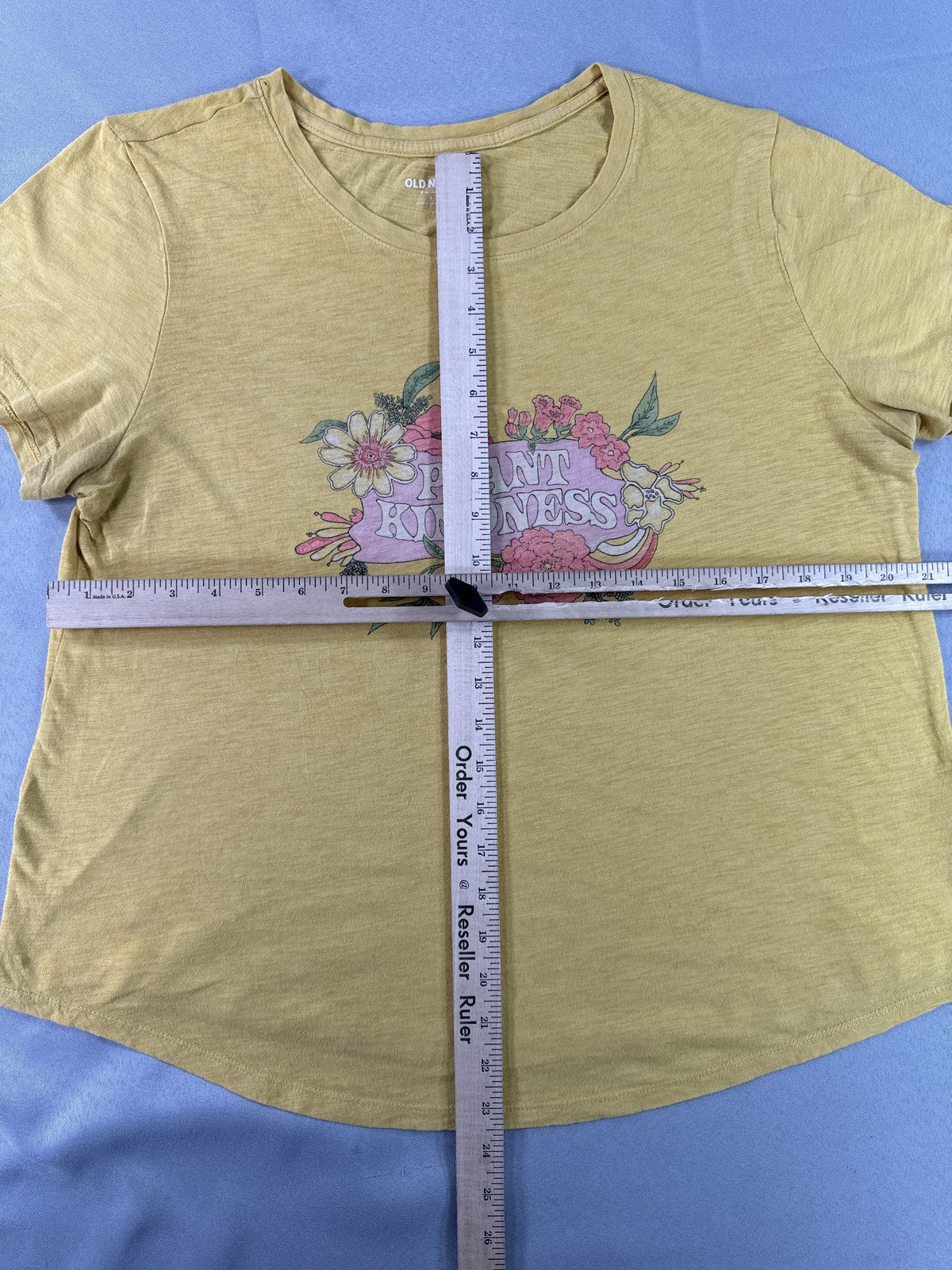 Old Navy Plant Kindness Graphic Tee Floral Yellow L Cotton Crewneck Short Sleeve