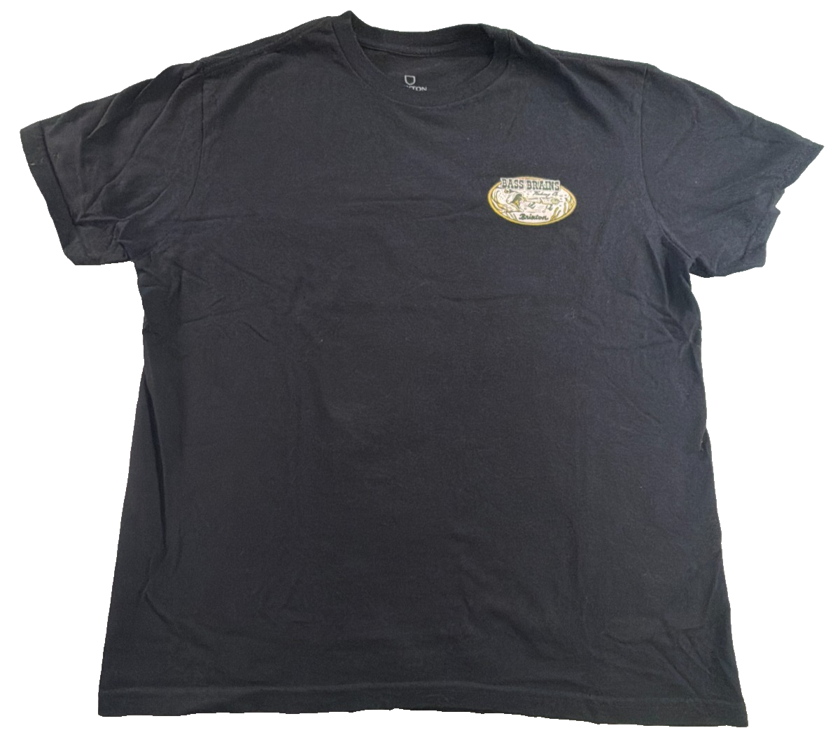 Brixton Bass Brains Fishing Co Collab Black Graphic Tee Short Sleeve Cotton M
