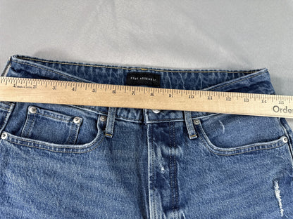 Free Assembly Distressed High Rise Straight Jeans Womens 8 Blue Denim Wash Super