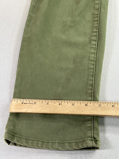 TIME TRU Cargo Pants Womens 18 Olive Green Cotton Relaxed Fit Distressed Ripped