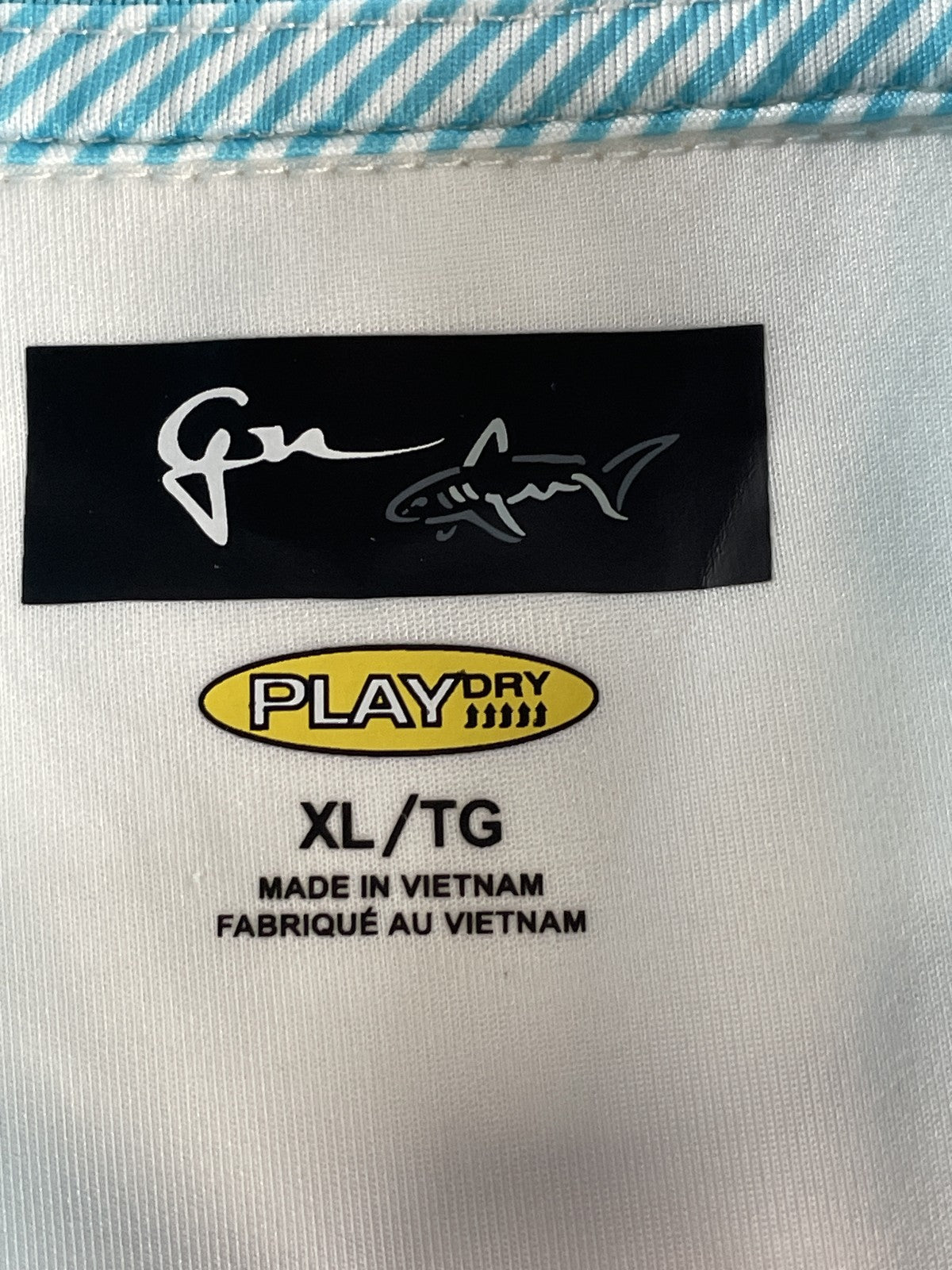 Greg Norman Pullover Shirt Mens XL White Blue PlayDry Golf Quarter Zip Athletic