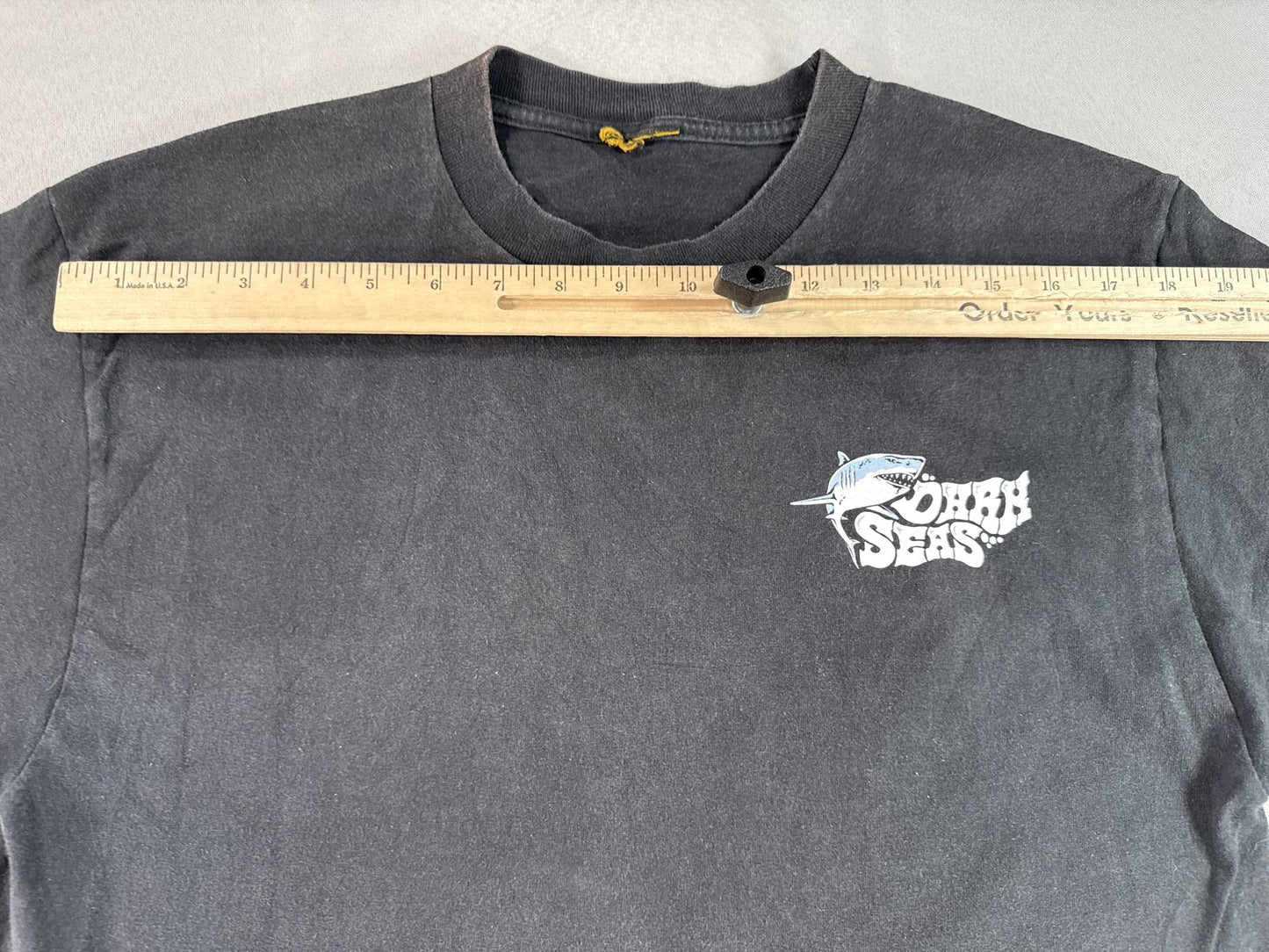 Dark Seas Shark Graphic Tee medium Black Unisex Cotton Short Sleeve Crewneck