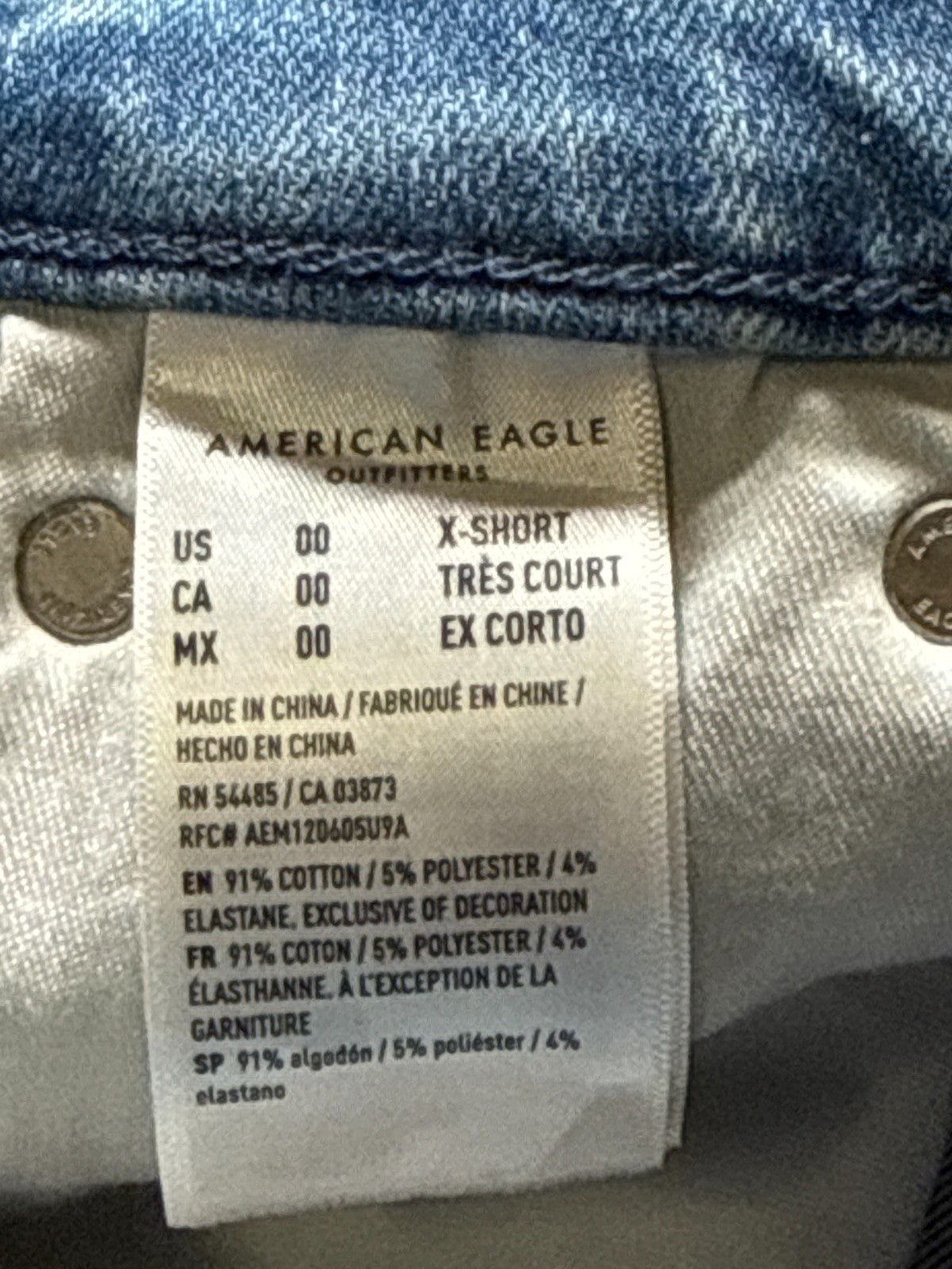 American Eagle Next Level Jegging Jeans 00 X-Short Distressed Raw Hem Blue