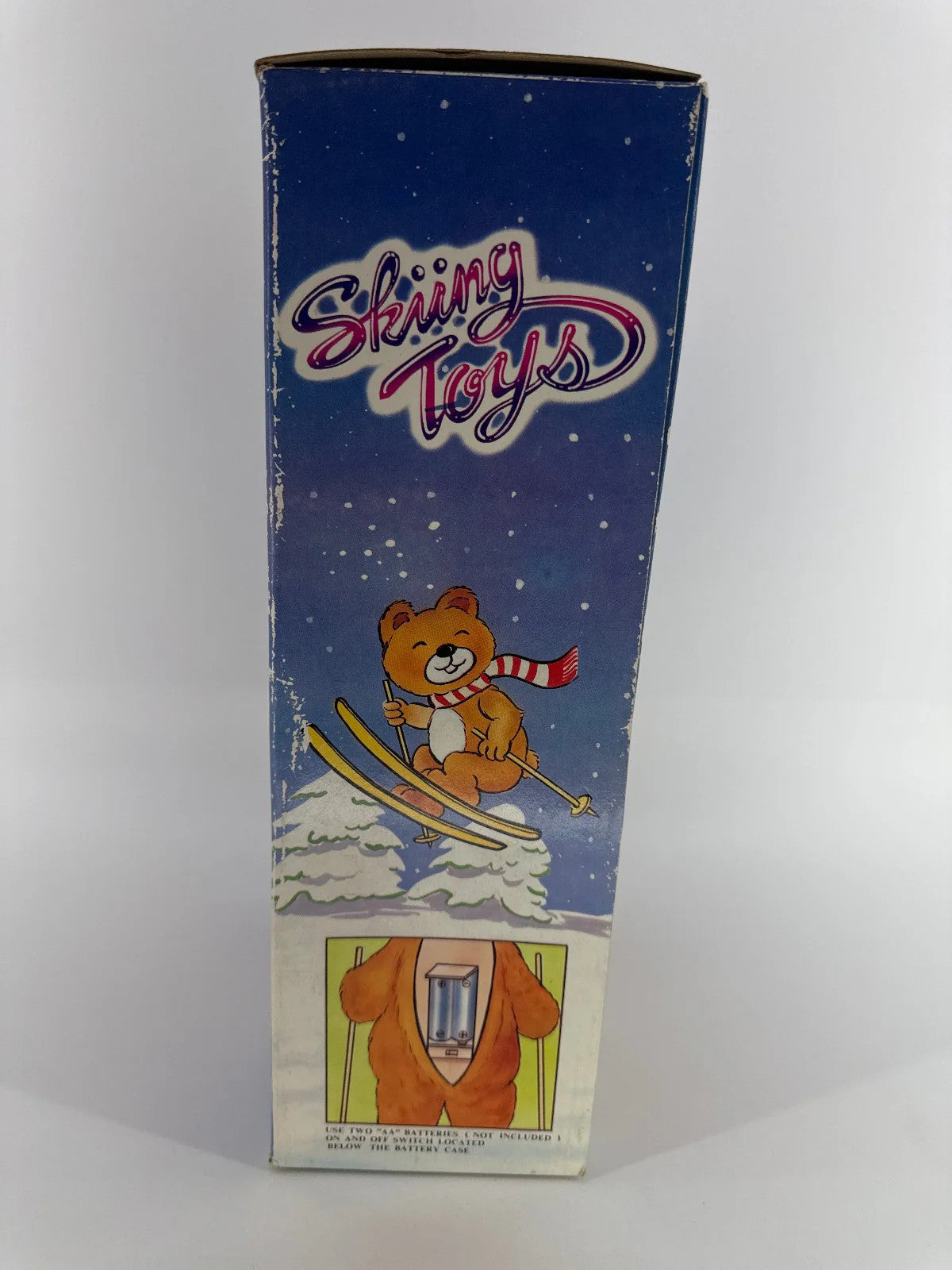 Vintage Battery Operated Skiing Toy Bear Plush Doll in Box Xmas Holiday Winter