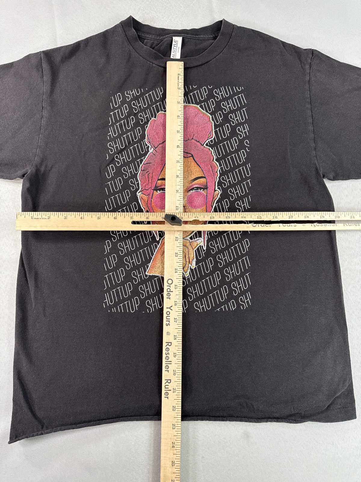 ALSTYLE Shut Up Graphic Tee Oversized Black Cotton Short Sleeve Crewneck Men M