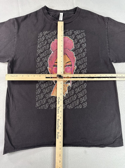 ALSTYLE Shut Up Graphic Tee Oversized Black Cotton Short Sleeve Crewneck Men M