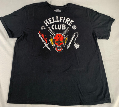 Stranger Things Hellfire Club T-Shirt Mens 2XL Black Graphic Tee Netflix DnD 554
