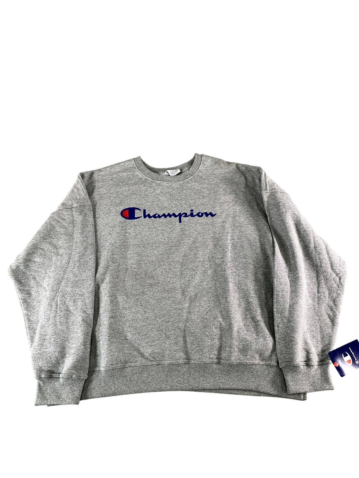 Champion Sweatshirt Mens 2XL Gray Oxford Script Logo Crewneck Fleece code Red