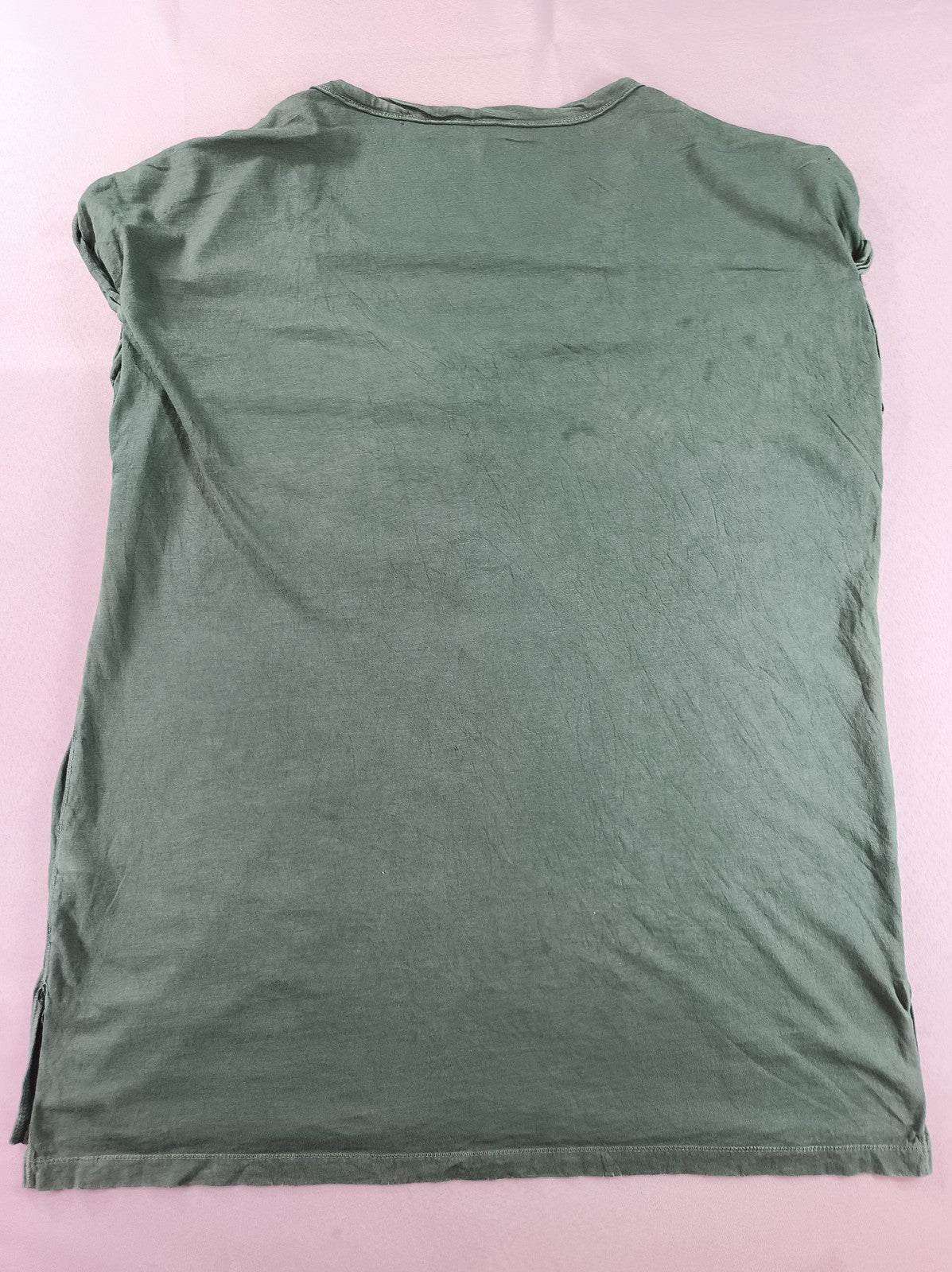 aerie Henley S Tee Womens S/P Green Cotton Short Sleeve Scoop Neck Pocket Soft