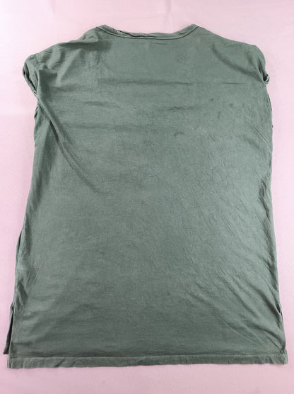 aerie Henley S Tee Womens S/P Green Cotton Short Sleeve Scoop Neck Pocket Soft