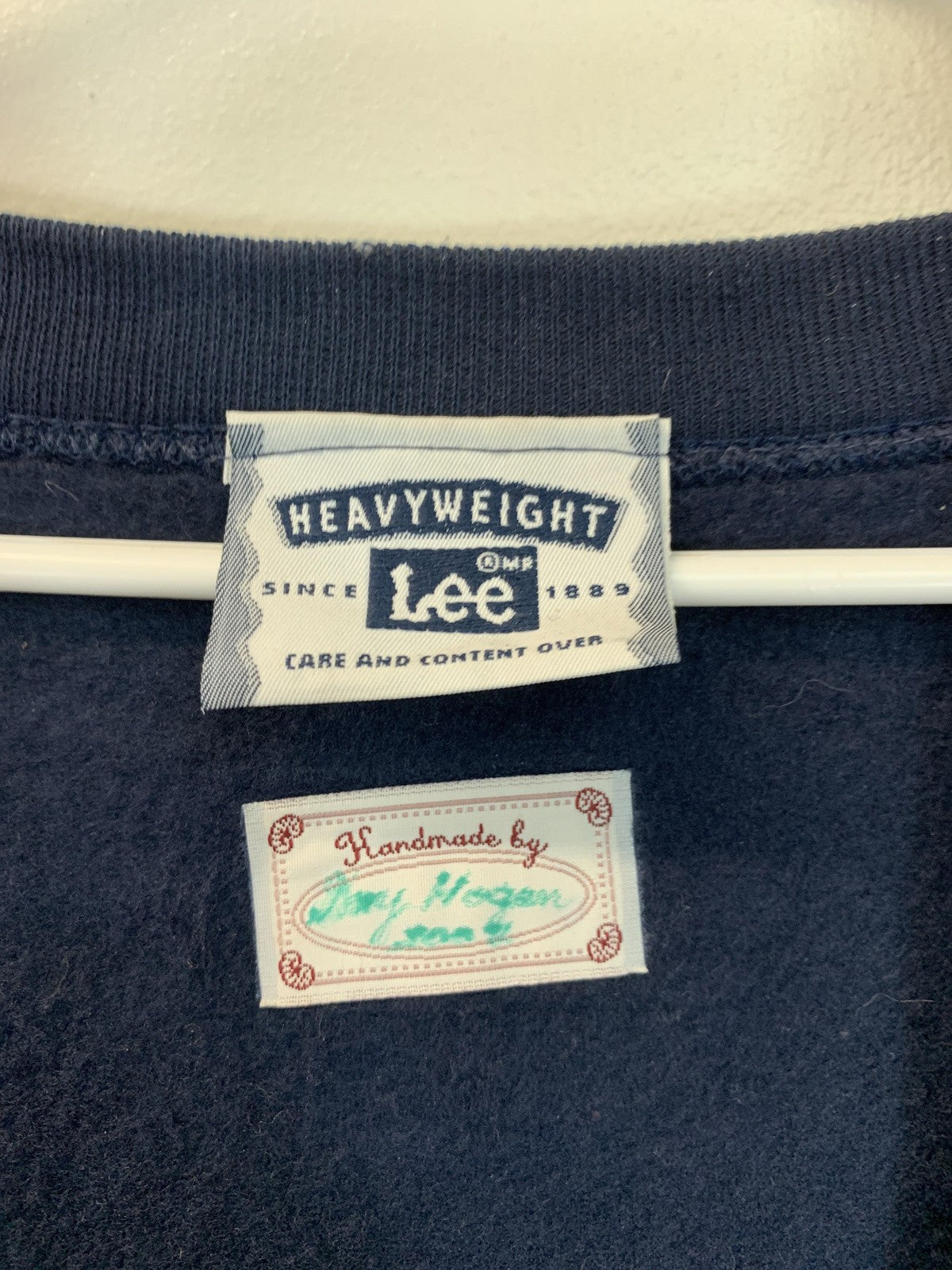 Lee Heavyweight Sweater Cardigan Womens Large Navy Multicolor Applique Handmade