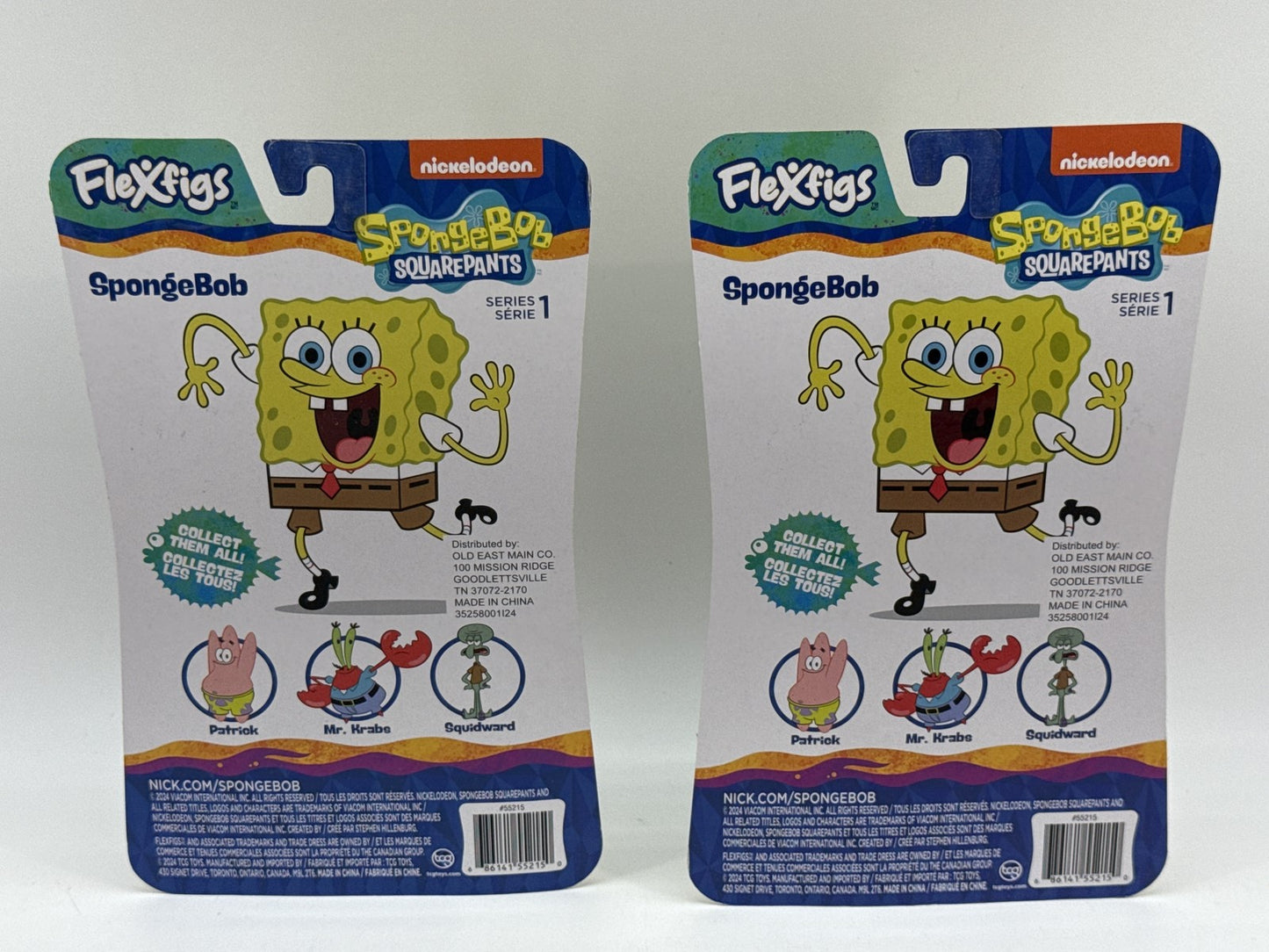 Lot of 2 Nickelodeon Series 1 SpongeBob SquarePants Action Figure Yellow Plastic