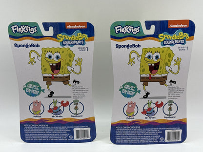 Lot of 2 Nickelodeon Series 1 SpongeBob SquarePants Action Figure Yellow Plastic
