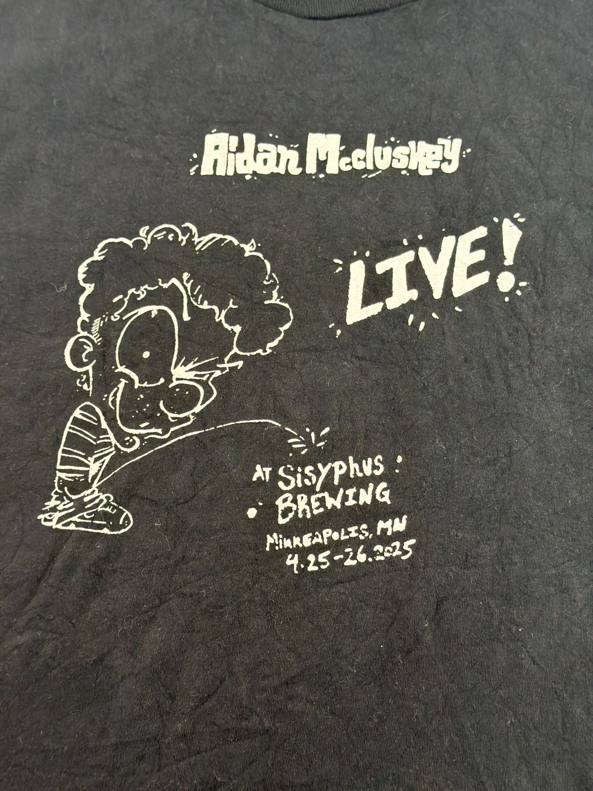 Aidan McCluskey Live Comedy Tee Gildan XL Sisyphus Brewing Minneapolis MN 2025