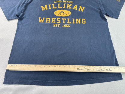 Rothco Millikan Wrestling Graphic Tee Blue Cotton Short Sleeve Crewneck