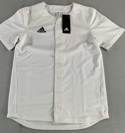 Adidas Youth Baseball Jersey White Button Up Short Sleeve Shirt Size M 11-12Y NW