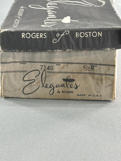 Vintage Elegantes by Rogers Shoes Womens Size 5.5M Black Kitten Heel USA 60s